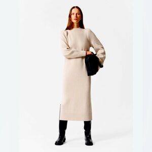 & OTHER STORIES UK SZ XS Ribbed Splits Mock Neck Long Sleeve Swearer Dress